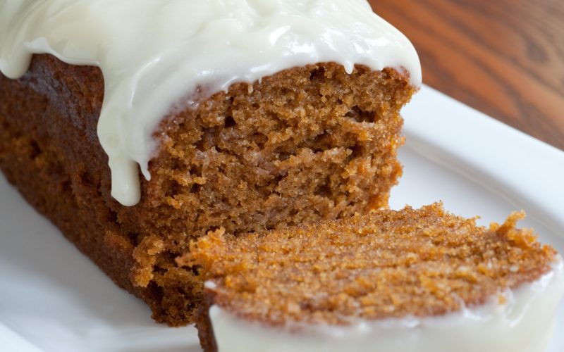 Sliced Pumpkin Loaf with Cream Cheese Icing